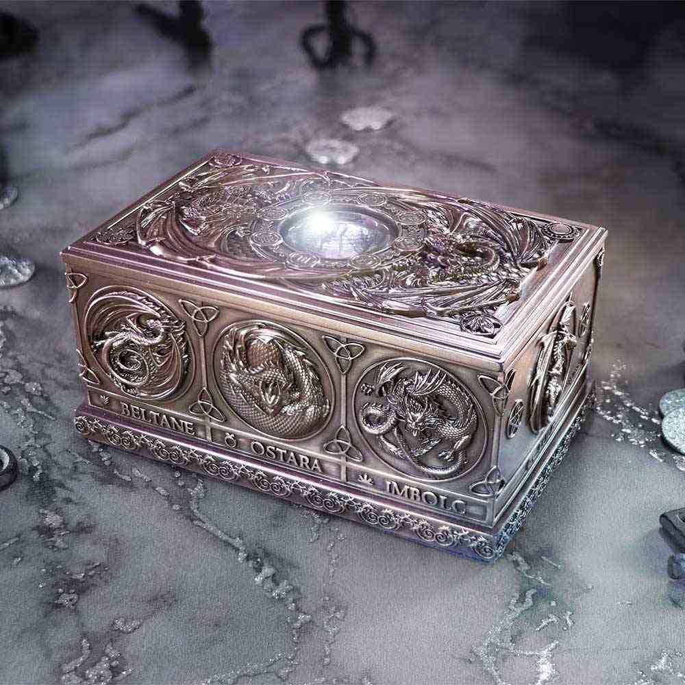 Nemesis Now - Dragons of the Sabbats Tarot 14.5cm Tarot cards box - Bronze coloured